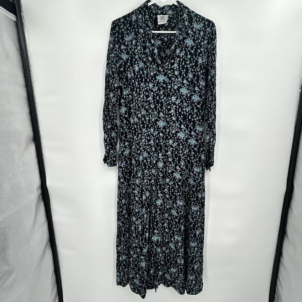 Vintage 90s Laura Ashley Floral Button Front Dress Size 8 Cottagecore Country